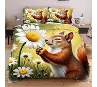 Dozrmey King Size Bedding Sets Animal Squirrel, 120gsm Microfiber Bedding Duvet Cover Sets 3 Pcs with Pillowcases, Quilt Cover King Bed Cover Sets with Zipper + Corner Tie (90"x86") H343