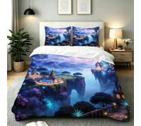 Dozrmey King Size Duvet Cover Sets Blue Island, Easy Care Microfiber Bedding Sets with Zipper Closure, Cozy & Breathable Quilt Cover Double 240x220 cm for Youth Men Women, AE2195