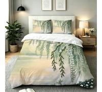 Dozrmey King Size Duvet Cover Sets Green Willow Tree, Easy Care Microfiber Bedding Sets with Zipper Closure, Cozy & Breathable Quilt Cover Double 240x220 cm for Youth Men Women, AW7685