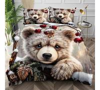 Dozrmey King Size Duvet Cover Sets Grey Bear, Easy Care Microfiber Bedding Sets with Zipper Closure, Cozy & Breathable Quilt Cover Double 240x220 cm for Youth Men Women,AW1079