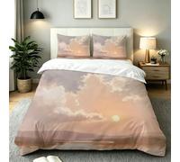 Dozrmey King Size Duvet Cover Sets Pale Yellow Clouds, Easy Care Microfiber Bedding Sets with Zipper Closure, Cozy & Breathable Quilt Cover Double 240x220 cm for Youth Men Women, AW7589
