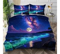Dozrmey King Size Duvet Cover Sets Purple Starry Sky, Easy Care Microfiber Bedding Sets with Zipper Closure, Cozy & Breathable Quilt Cover Double 240x220 cm for Youth Men Women,AW6281