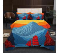Dozrmey Quilt Set Double 1.8kg | Red Sailboat, Perfect U-shaped quilting Design, 200GSM Natural Cotton Fill for Optimal Comfort, Includes 1 Duvet 78" x 78" & 2 Pillowcases