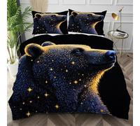 Dozrmey Single Duvet Cover Set Grey Bear, Soft Microfiber Bedding Sets with Zipper Closure for Boys Girls, Breathable Quilt Cover 135x200 cm with 2 Pillowcases for Bedroom,AW980