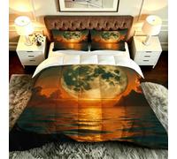 Dozrmey Single Size Coverless Duvet Set, Pale Blue Moon, DQ350