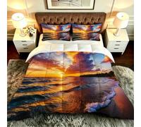 Dozrmey Super King Coverless Duvet Set, Orange Sunset, DQ318