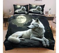 Dozrmey Super King Duvet Cover Set 260x220 Animal Wolf, Microfibre Superking Bedding Comforter Set with Zipper Closure, Super Comfy Quilt Covers Sets for Children Adults D326