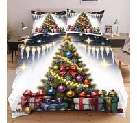 Dozrmey Super King Duvet Cover Set 260x220 Christmas Tree, Microfibre Superking Bedding Comforter Set with Zipper Closure, Super Comfy Quilt Covers Sets for Children Adults F192
