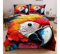 Dozrmey Super King Duvet Cover Set 260x220 Colourful Parrot, Microfibre Superking Bedding Comforter Set with Zipper Closure, Super Comfy Quilt Covers Sets for Children Adults,A2