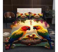 Dozrmey Super King Duvet Set 2.7kg Weight | Animal Parrot, 3D Oversized Reversible Comforter Design, 200GSM Cotton Fill for Complete Coverage, Sinks Into Bed Frame, 260x240 cm B146