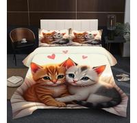 Dozrmey Super King Duvet Set | Animal Cat, Expansive Coverage for Large Beds, 200GSM Cotton Fill for Total Warmth, 3D Printed Duvet 102" x 86" + 2 Pillowcases 19" x 29" B193