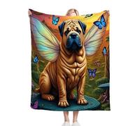 Dozrmey Throw Blanket Double Size Angel Dog, Soft Thick Flannel Blanket Double Size for Adult Kids, Microfiber Fluffy Flannel Blankets for Bed Sofa Living Room, 60" x 80"