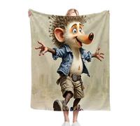 Dozrmey Throw Blanket Double Size Animated Hedgehog, Soft Thick Flannel Blanket Double Size for Adult Kids, Microfiber Fluffy Flannel Blankets for Bed Sofa Living Room, 60" x 80" N279