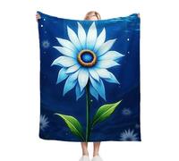 Dozrmey Throw Blanket Double Size Blue Flowers, Soft Thick Flannel Blanket Double Size for Adult Kids, Microfiber Fluffy Flannel Blankets for Bed Sofa Living Room, 60" x 80"#3