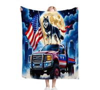Dozrmey Throw Blanket Double Size Car Wolf, Soft Thick Flannel Blanket Double Size for Adult Kids, Microfiber Fluffy Flannel Blankets for Bed Sofa Living Room, 60" x 80" N35