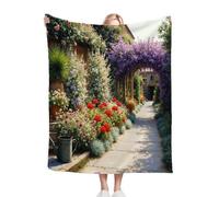 Dozrmey Throw Blanket Double Size Colourful Flower Bed, Soft Thick Flannel Blanket Double Size for Adult Kids, Microfiber Fluffy Flannel Blankets for Bed Sofa Living Room, 60" x 80"