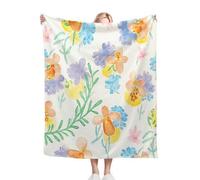 Dozrmey Throw Blanket Double Size Colourful Flower, Soft Thick Flannel Blanket Double Size for Adult Kids, Microfiber Fluffy Flannel Blankets for Bed Sofa Living Room, 60" x 80"