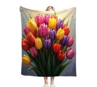 Dozrmey Throw Blanket Double Size Colourful Flower, Soft Thick Flannel Blanket Double Size for Adult Kids, Microfiber Fluffy Flannel Blankets for Bed Sofa Living Room, 60" x 80" C371