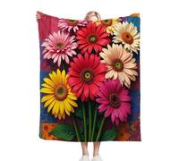 Dozrmey Throw Blanket Double Size Colourful Flowers, Soft Thick Flannel Blanket Double Size for Adult Kids, Microfiber Fluffy Flannel Blankets for Bed Sofa Living Room, 60" x 80"