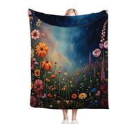 Dozrmey Throw Blanket Double Size Colourful Flowers, Soft Thick Flannel Blanket Double Size for Adult Kids, Microfiber Fluffy Flannel Blankets for Bed Sofa Living Room, 60" x 80"#3
