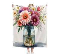 Dozrmey Throw Blanket Double Size Colourful Flowers, Soft Thick Flannel Blanket Double Size for Adult Kids, Microfiber Fluffy Flannel Blankets for Bed Sofa Living Room, 60" x 80"#2