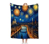Dozrmey Throw Blanket Double Size Fireworks Display, Soft Thick Flannel Blanket Double Size for Adult Kids, Microfiber Fluffy Flannel Blankets for Bed Sofa Living Room, 60" x 80" C145