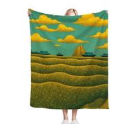 Dozrmey Throw Blanket Double Size Green Landscape, Soft Thick Flannel Blanket Double Size for Adult Kids, Microfiber Fluffy Flannel Blankets for Bed Sofa Living Room, 60" x 80"#5