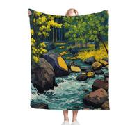 Dozrmey Throw Blanket Double Size Oil Painting Landscape, Soft Thick Flannel Blanket Double Size for Adult Kids, Microfiber Fluffy Flannel Blankets for Bed Sofa Living Room, 60" x 80"#4