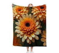 Dozrmey Throw Blanket Double Size Orange Flower, Soft Thick Flannel Blanket Double Size for Adult Kids, Microfiber Fluffy Flannel Blankets for Bed Sofa Living Room, 60" x 80"