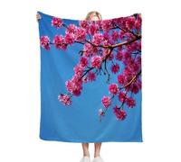 Dozrmey Throw Blanket Double Size Pink Branches, Soft Thick Flannel Blanket Double Size for Adult Kids, Microfiber Fluffy Flannel Blankets for Bed Sofa Living Room, 60" x 80"