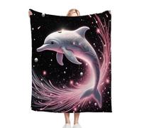 Dozrmey Throw Blanket Double Size Pink Dolphin, Soft Thick Flannel Blanket Double Size for Adult Kids, Microfiber Fluffy Flannel Blankets for Bed Sofa Living Room, 60" x 80" C114
