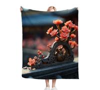 Dozrmey Throw Blanket Double Size Pink Flowers, Soft Thick Flannel Blanket Double Size for Adult Kids, Microfiber Fluffy Flannel Blankets for Bed Sofa Living Room, 60" x 80"#2