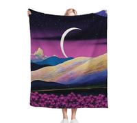 Dozrmey Throw Blanket Double Size Purple Landscape, Soft Thick Flannel Blanket Double Size for Adult Kids, Microfiber Fluffy Flannel Blankets for Bed Sofa Living Room, 60" x 80"#2