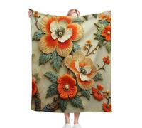 Dozrmey Throw Blanket Double Size Red Flowers, Soft Thick Flannel Blanket Double Size for Adult Kids, Microfiber Fluffy Flannel Blankets for Bed Sofa Living Room, 60" x 80"#3