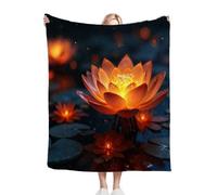 Dozrmey Throw Blanket Double Size Red Lotus, Soft Thick Flannel Blanket Double Size for Adult Kids, Microfiber Fluffy Flannel Blankets for Bed Sofa Living Room, 60" x 80"