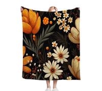 Dozrmey Throw Blanket Double Size White Flowers, Soft Thick Flannel Blanket Double Size for Adult Kids, Microfiber Fluffy Flannel Blankets for Bed Sofa Living Room, 60" x 80"#8