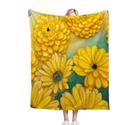 Dozrmey Throw Blanket Double Size Yellow Flowers, Soft Thick Flannel Blanket Double Size for Adult Kids, Microfiber Fluffy Flannel Blankets for Bed Sofa Living Room, 60" x 80"#5