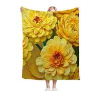 Dozrmey Throw Blanket Double Size Yellow Flowers, Soft Thick Flannel Blanket Double Size for Adult Kids, Microfiber Fluffy Flannel Blankets for Bed Sofa Living Room, 60" x 80"
