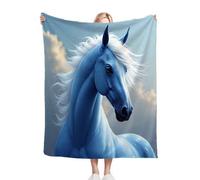 Dozrmey Throw Blankets Single Size Animal Horse, Warm Microfiber Fluffy Flannel Blanket Single Size 50" x 60" for All Season, Elegant Home Decoration for Couch Sofa Bed C74