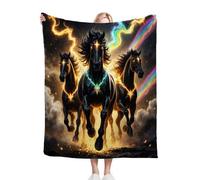 Dozrmey Throw Blankets Single Size Animal Horse, Warm Microfiber Fluffy Flannel Blanket Single Size 50" x 60" for All Season, Elegant Home Decoration for Couch Sofa Bed D249