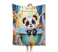 Dozrmey Throw Blankets Single Size Cartoon Panda, Warm Microfiber Fluffy Flannel Blanket Single Size 50" x 60" for All Season, Elegant Home Decoration for Couch Sofa Bed D197-
