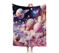 Dozrmey Throw Blankets Single Size Pink Planet, Warm Microfiber Fluffy Flannel Blanket Single Size 50" x 60" for All Season, Elegant Home Decoration for Couch Sofa Bed D27
