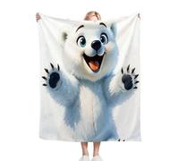 Dozrmey Throw Blankets Single Size White Bear, Warm Microfiber Fluffy Flannel Blanket Single Size 50" x 60" for All Season, Elegant Home Decoration for Couch Sofa Bed L115-