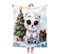 Dozrmey Throw Blankets Single Size White Bear, Warm Microfiber Fluffy Flannel Blanket Single Size 50" x 60" for All Season, Elegant Home Decoration for Couch Sofa Bed L103-