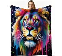 Dozrmey Versatile Fleece Throws, Colourful Lion 50x60 inch, AQ2913
