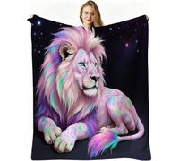 Dozrmey Versatile Fleece Throws, Colourful Lion 50x60 inch, AQ4401
