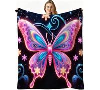 Dozrmey Versatile Fleece Throws, Pink Butterfly 50x60 inch, AQ1797