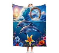 Dozrmey XXL Flannel Blanket Animal Dolphin, 90"x106" Extra-Large Double-Sided Plush Throw for King Beds, Living Rooms, Events, Soft Texture for Comfortable Sleep, Easy to Layer C202