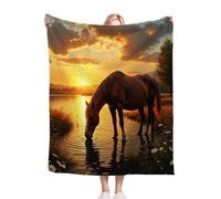 Dozrmey XXL Flannel Blanket Animal Horse, 90"x106" Extra-Large Double-Sided Plush Throw for King Beds, Living Rooms, Events, Soft Texture for Comfortable Sleep, Easy to Layer C134