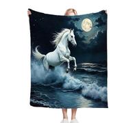 Dozrmey XXL Flannel Blanket Animal Horse, 90"x106" Extra-Large Double-Sided Plush Throw for King Beds, Living Rooms, Events, Soft Texture for Comfortable Sleep, Easy to Layer C204
